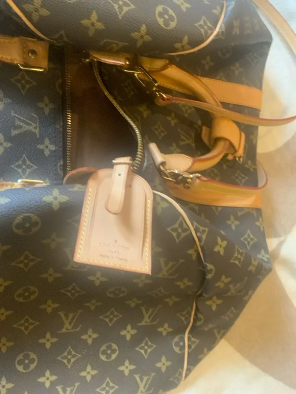 Louis Vuitton Brown Monogram Duffel with Natural Leather Trim